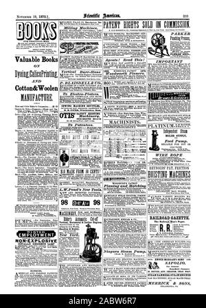 Per pratica di uomini. NON-metallici esplosivi lampada a kerosene brevetti. Fresatrici illEATING fabbriche. Da) p verticale per Burr-Stone Electro-Platers. SEWINGMACHINE NAVETTE B. PIPER WInehendon. Mau. 0 è la sicurezza del sollevamento di brodo di OTIS RS & i titolari del brevetto. L.TV.Stagno di nuovi strumenti. Verticale e Orizzontale Inclinare i motori. Gli agenti! Leggi questo ! San Luigi Mo. Andrews' brevetti. Custodie di magazzino. Attrito o orientata Mining & Quarry custodie. Sicurezza Smoke-Burning caldaie. 100-potenza. Tutti leggero, durevole ed economica. Inviare per circa ars. WOODBURY brevetto di piallatura e Matching lettere circolari inviate su Foto Stock