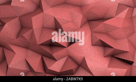 arancione e pinkwarm tavolozza colori plesso astratto sfondo geometrico con rendering 3d triangoli Foto Stock