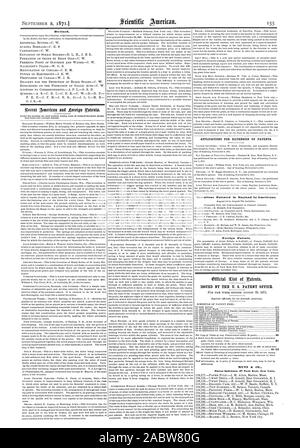 Rifiutato. Le domande di proroga dei brevetti. Invenzioni brevettate in Inghilterra dagli americani. Brevetti stranieri emessi da brevetto US OFFICE MUNN a CO., Scientific American, 1871-09-02 Foto Stock