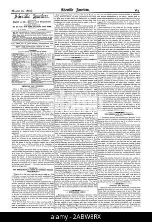 MUNN & CO.- redattori arido proprietari. N° 37 PARK ROW (PARK EDIFICIO) NEW YORK. consensi: AMERICAN ART INDUSTRIA. Sono prove sperimentali delle giranti della turbina :Affidabile'? Tunnel sotto la città STREETSTHE ATMOSPHER IC FERROVIA. Una cometa MITNCHAUSEN. Il diritto comune di marchi. Floating motori Fire., Scientific American, 1872-03-16 Foto Stock