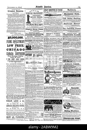 21 settembre 1872.1 189 $5000000. Prezzo basso. CHICAG prima ipoteca naufragio fondo 30 Anni' Niagara pompa a vapore. Piallatura e Matching acquista barbiere tutore di bit. WOCID-WARD'S Country Homes. !Iaehinery macchinisti di strumenti". Laminati a Freddo di scopare. Sturtevant soffianti WILDER'S Pat presse di punzonatura WOODWORTH PIALLE membri di Introducesome ittit Xbe OTIS wi OTIS BROS. & CO. paign. MARYLAND INSTITUTE BALTlMORE. PHILIP S. giustizia. Getti di acciaio di filatura ad anello tenonature & SAGOMATRICI &c. J. A. FAY & CO. P.BLAISDELL A Co. Reynolds pompe a vapore Andrew's brevetti. ors adatto a ogni desidera. Itimoke-thurning Foto Stock