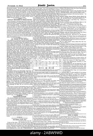 Invenzioni brevettate in Inghilterra dagli americani, Scientific American, 1872-11-16 Foto Stock