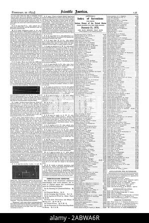 Comunicazioni ricevute. Indice delle invenzioni lettere di Brevetto degli Stati Uniti gennaio 21 1873 132, Scientific American, 1873-02-22 Foto Stock