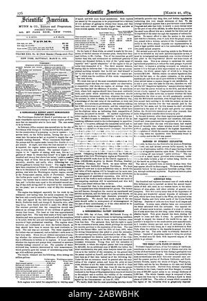 $5268.58 1277.50 dollari giri al minuto 0866 7-51 23 28 pericoli del vivaio di esplosivi. AMERICAN soda. La grande alluvione di lava di Oregon. La regione del fiume Columbia è illustrato graficamente MUNN & CO. Editori e proprietari., Scientific American, 1874-03-21 Foto Stock