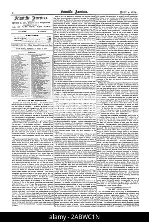 N° 87 PARK ROW NEW YORK congeniale la nuova cometa. COGGIA. Il mondo scientifico avrà un aspetto con impazienza i risultati che sarà caldo e idrofobia., Scientific American, 1874-07-04 Foto Stock