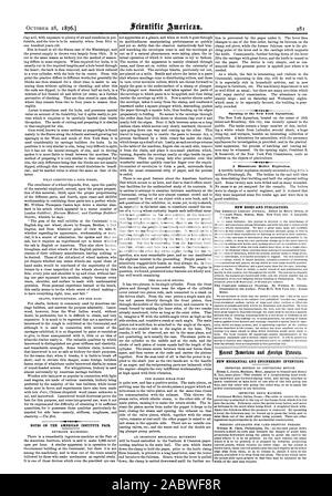 Note sull'istituto americano fiera. L'apertura o il New York Aquari una disastrosa esplosione caldaia nuovi libri e pubblicazioni. Nuova Meccanica e Ingegneria invenzioni., Scientific American, 1876-10-28 Foto Stock