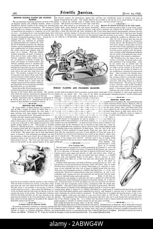 Diagonale migliorata piallatura e macchina lucidatrice. Migliorato il muso di vitello. .1 ho una semplice prova per ossido carbonico. Nuova copia di inchiostro. Aria riscaldata invece di ossigeno in Lime Light. Migliore avvio di cavallo. NORRIS' piallatura e macchina lucidatrice., Scientific American, 1877-06-23 Foto Stock