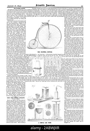 TEE COLUMBIA BICICLETTA. Facilmente reso apparecchio fisico. Da OBO. M. Hopkins. Il Columbia bicicletta. Una semplice pompa aria, Scientific American, 1879-01-18 Foto Stock