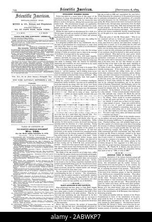 MUNN & CO. Editori e proprietari. N° 37 PARK ROW NEW YORK. Il Scientific American Supplement Scientific American edizione di esportazione. Contenuto. WC). MO per la settimana che termina il 6 settembre 1879. Operai intelligenti necessarie. Primi fautori della nave delle ferrovie. Vitigni americani IN FRANCIA., 1879-09-06 Foto Stock