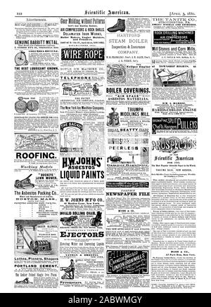 R XX et. cera 3. t co " aperto sul retro di presse. Perfetto FILE DI GIORNALE NUNN & CO. Sicurezza convenienza economica. [3 aprile 1880. STROUDSBURG PA mole smeriglio e rettificatrici. $1 TOWNSHIP DIRITTI. $1 WM. A. HARRIS PROVVIDENZA IL I. (PARK STREET) originale e unica artefice del llAItRIS-CORL14S ENOINE con Harris miglioramenti brevettato DEL VOLUME XLII. Nuova serie. MUNN & CO. 37 Park Row New York. Piallatrici torni Shapers PORTLAND cemento amianto il Packing Co. I minatori e i fabbricanti di Asbeslos amianto brevettato corda allentata di imballaggio ' 'BUCKEYE' tosaerba. Il montante FOOS & CO. Springfield, Ohio. Per tetti Foto Stock