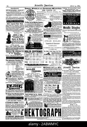 CCP. P. 0. Scatola 2S Chicopee Falls messa. PECK DEL BREVETTO 1)ROP PREMERE IL LEGNO suola di calzature. CHAS. W. COPELAND Indicazioni spedita liberamente. MACKINNON PEN CO. 17-organi di arresto [MORA IL TANITE C STROUDSBURG PA. Mole smeriglio e rettificatrici. L1VERPOOL-42 Il Tempio Dale San comprare nessun stivali o scarpe di ferro rivestito Manufacturing Co. SHEPA CELEBRATO H. L. SHEPARD & C Cincinnati in Ohio., Scientific American, 1880-07-03 Foto Stock