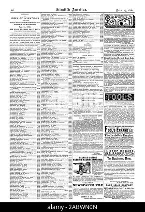 Indice delle invenzioni lettere di Brevetto degli Stati Uniti sono state concesse per il fine settimana di Giugno 15 1880 E CIASCUN CUSCINETTO A TALE DATA. Disegni e modelli. Marchi commerciali. Inglese i brevetti rilasciati per gli americani. Pagina interna. ogni inserzione 73 centesimi una linea. Proposte per la posta di serrature e chiavi. BECKER brevetto della macchina di lavaggio migliorato. PE RFECT FILE DI GIORNALE MUNN & CO. Si ricercano Agenti.-inviare 50 CENTESIMI IL DUMPING del cavallo il fieno e i cereali rastrello. Una ditta di tessitori di FILO E LA COSTRUZIONE DI TELA Edizione pittorica di un OOL'SRRANDBovir l impero invisibile. Il critico apellbound. Letteratura inglese contiene n immagine simile.'-[ Foto Stock