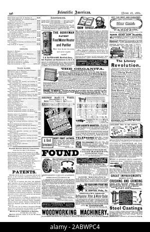 Inglese i brevetti rilasciati per gli americani. Brevetti. Ottone. ose; spe . VCR . Conosci te stesso 0 NM CARY 84 MOEN Rev. T. P. CHILDS Troy. 0. Telefono liFICIA itkt:ZEIAT r'pa0Re buona MECIIAN IC S FARE IL VOSTRO PROPRIO LA STAMPA H. AVVISATORE ACUSTICO Phila. Pa OREENEBAUM combinato 139 Lago San Chicag Ill. MINNIC AFAY & C PERIN lame per seghe a nastro ha recentemente realizzato nella frantumazione e macinazione di oro e argento minerali di fosfato di ossa ROCK & Chemicals. Dobbiamo costringere il quarzo per macinare il quarzo. Indirizzo per la nuova REICELSVILLEWARRINCO circolare.N.J. Getti di acciaio IL BREVETTO BERRYMAN alimentazione riscaldatore acqua e depuratore all'interno di ciascuna pagina di inserimento - 75 centesimi una linea Foto Stock