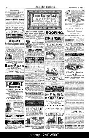 Cameron pompa a vapore. Macchinari lo sTANDARD mAKESAPERFECTJOINT Jarvis forno Co. Macchinisti di strumenti". NEW HAVEN Manufacturing Co. New Haven, Connecticut. Lavorazione del legno RICHINERY Dr. Peck dell orecchio artificiale perfettamente i tamburi di ripristinare il Brevetto dell'udito rapida corsa regolabile SHAPERS E. GOULD & EBERHARDT copertura. Lanterne magiche del J. L. MOTT IRON WORKS KIRKHAM HULETT & CHANDLER LA RONDELLA STANDARD-depuratore. Stevens' mulini a rulli la graduale riduzione dei grani. Ghiaccio a 1,00 € per tonnellata. WM. A. Harris. La provvidenza R. I. (PARK STREET) HARR1S-CORLISS frotn motore 10 a 1000 H. P. DEL 83.20 solo un anno comprese spese di spedizione Foto Stock