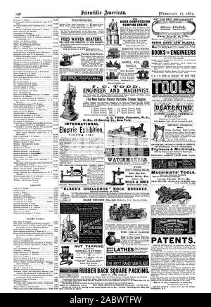 Il pilota di compressione motore di pompaggio di acqua di alimentazione dei riscaldatori. La migliore e più conveniente sul mercato. La Nazionale di curvatura di un tubo CO. New Haven, Connecticut. Giugno & CO. INTERNATIONAL Electric Exhibition VIENNA 1883 Capacità di 7 mandrini 8000 al rock noioso . TOOLSc speciale. tminivILLEBuR.co.N.J. Ingabbiati PERIN lame per seghe a nastro Shepard la celebra) Mare SOUTHWARK FOCNDRY & 1RACHI"E AZIENDA 430 Washington Avenue Philadelphia agli ingegneri e macchinisti di New Haven MA NUFACTUICING C CET il migliore e più conveniente. .RPIAOE a-a c. ri-oc rxr:) ingegnere e macchinista. J. C. TODD Paterson N. J. o no. 10 Barclay San New York. Il nostro Foto Stock