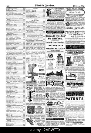 Disegni e modelli. Marchi commerciali. MUNSON fratelli. UTICA N.Y. Stati Uniti A. Il nostro 10 Horse scintilla-.arresto casella di trebbiatura 1207. Corning N. Y. MUORE E ALTRI STRUMENTI GOCCIA FO5CINC8 ay. lialadiaioanyeasisa il troncaggio di argento e oro. - Un oliatore PERIN lame per seghe a nastro Cornell University.Ingegneria Meccanica Elettrotecnica Ingegneria Civile e Architettura ENTRANCEMEXAMINATIONS iniziano alle 9 del mattino Giugno 18 e sept. 15 18S3. Fonderia di Southwark & .MACHINE COMPANY agli ingegneri e macchinisti 4 FIRE solEDAND. VERMINi-st a prova di brevetti. Mulini di TRAPANI H.BICKFORD BIBB'S B. C. BIBB & figlio di Baltimora. Md. Grey's mola Dresser MA Foto Stock