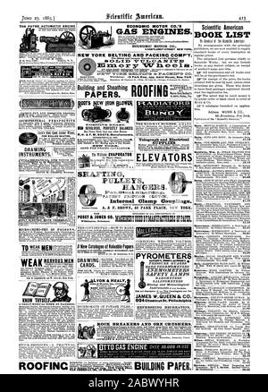 Lampade di sicurezza mineraria e rinfrescante meteorologico di ricreazione. Interruttori di roccia e i frantoi di minerale. FARREL FONDERIA E MACHINE CO Manufrs. Conn. Ansonin COPELAND & Bacon. Gli agenti. New York. Un grande lavoro di medico su virilità. il cofano la salute e il vigore con precoce declino delle malattie dei reni Pro CONOSCI TE STESSO. Radici di ferro nuovo colpo CONNERSVILLE IND. BifieWir inviare per catalogo e listino prezzi. In tre dimensioni. IFF. A.1E) Ho A.T' 0 Ft S del telegrafo elettrico e ascensore un' nuovo catalogo di preziose carte LYON & HEALY BAND DISEGNO CATALOCUE Scientific American prenota Elenco panno 3.00 $1.00, 1885-06-27 Foto Stock