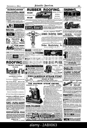 Usato 18000 piedi "Temporaneo coperture in gomma.' ROOFINC IN GOMMA. BAIRD I libri di pratica di lamina uomini HENRY CAREY BAIRD & CO. 810 Walnut Street Philadelphia Pa. Per u n i pulegge i motori a vapore. Macchinari di dragaggio Flint Mill Machblery tur bine Ruote di acqua. L'imballaggio. Il nuovo VOLUME DI INIZIA CON IL Ruysdael. Prezzo 35 cento ogni mese. $3.60 per anno illustrato prospetto libero su Applicazione. tar' inviare venti centesimi per copia campione. 739 e 741 Broadway N. Y. Ural UNA PRATICA MACIIINIST perfetto pila di giornali e riviste di opuscoli è stata recentemente migliorata indirizzo MUNN & CO. Gli editori 80F.: Mune Foto Stock