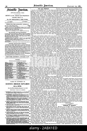 ICUNN & CO. Editori e proprietari. PIIELISRED settimanalmente al n° 361 BROADWAY NEW YORK. Termini per la ARIERICAN SCIENTIFICA. gratis per ogni cinb di cinque enbscribers a 3,0] ogni; copie aggiuntive allo stesso tasso proporzionale. Affrancatura prepagata. Mandato per posta o express Money Order. Indirizzo MUNN Cs CO. 361 Broadway corn ero f Franklin Street a New York. Il Scientific American Supplement è emessi settimanalmente. Ogni unmbor centains 16 octavo pausa. uniforme nella dimensione IMO un anno spese postali pagate agli abbonati. Singole copie ItIcenta. Venduto da carte per un indirizzo o indirizzi differenti come desiderato. registrate Foto Stock