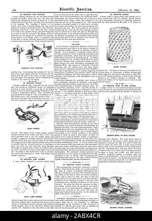 Un migliore accoppiamento di tubo. DARROW di accoppiamento di tubo. Una migliorata fibbia. COLE FIBBIA. Una lampada perfezionata bruciatore. Sperrylite. Un cilindro migliorato. Una migliore musica o prenota titolare. ADAMS' canna. Una migliorata piantatrice di patate. OHLSON la piantatrice di patate., Scientific American, 89-03-16 Foto Stock