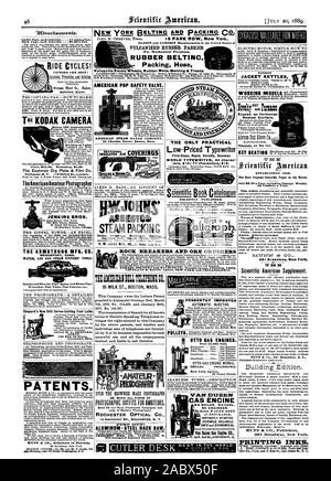 Più antiche e più grandi produttori negli Stati Uniti di gomma vulcanizzata e tessuti cinghie di gomma flessibile di imballaggio Smith 2d San; Cincinnati 181-165W. Pearl St.: Cleveland 176 Superior San; San Francesco 14 & 16 Main St.; Detroit 16-24 Woodward Avenue. La filiale europea Pickhuben 5 Amburgo (Freihafengebiet). Germania. Interruttori di roccia e i frantoi di minerale che produciamo e commercializziamo con breve preavviso e lowestrates. Pietra minerale e frantoi. con addomesticare il trovato descritto in lettere di brevetto rilasciato per eli W. Blake Giugno 15 1858 a gether con nuove e preziose miglioramenti;per cui lettere 'Brevetti sono stati concessi Foto Stock