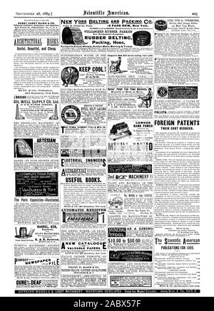 Più antiche e più grandi produttori negli Stati Uniti per scopi meccanici. Cinghie di gomma flessibile di imballaggio HENRY CAREY BAIRD & CO. 810 Noce San Philadelphia PA U. S. A. ARCHITECTURkL prenota utile bella ed economici. Olio di alimentazione ben CO. Ltd. 91 & 92 Water Street Pittsburgh Pa. Il Paris Exposition-Illustrated. Barile barile BUFFAL N.Y. Whispersboard distintamente. Cinghia in acciaio LACING BRISTOL MFG. CO. Waterbury Connecticut. Egli penna. Punta di diamante & MFG. CO. La provvidenza. R. I. ORK CITY 2° B(b macchine minerale Vi "lana come un rivestimento in lana Co. Cleveland Ohio. $10.00 a $50 RY un acciaio speciale per tipo Foto Stock