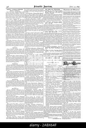 Apparecchiature ferroviarie. Elettrico. Meccanica. Agricola. Varie. Nuovi libri e pubblicazioni. Costruzione di edizione, Scientific American, 1890-05-11 Foto Stock