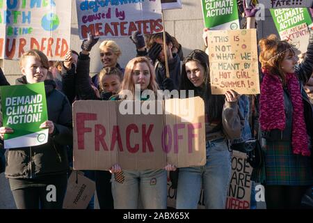 Glasgow, Regno Unito. 29 Nov, 2019. Gli studenti e gli alunni delle scuole che partecipano al clima della gioventù sciopero protesta oggi a George Square Glasgow. Credito: Richard Gass/Alamy Live News Foto Stock