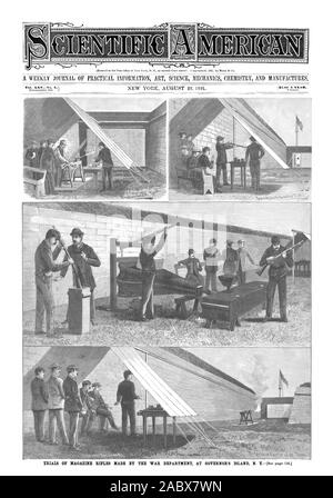 Iscritti presso l'Ufficio Postale di New York N. Y come seconda classe tnatu3r. copyright 1891 Munn & Co. Prove della rivista Fucili a canna rigata realizzato dal Dipartimento di guerra a Governor's Island N. Y[vedere pagina 6.1, Scientific American, 1891-08-22 Foto Stock