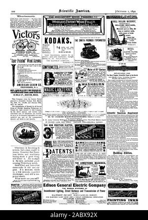La perforazione di un pozzo. Macchinari StANUFACTUBED DALLA WILLIAMS BROTHERS ITHACA N. Y. con vapore o con potenza. Catalogo. Indirizzo ITHACA N. Y. sadwarassmacr I NICHEL E elettro placcatura - § Attrezzatura e materiale. La Hanson BrVanWinkle Co. CHICAGO. Stabilito 1846. Il più popolare documento scientifico nel mondo Weekly-52 i numeri di un anno. La BRIDGEPORT FINITURA IN LEGNO CO. Il mozzo la SMITH PREMIER Nastri inchiostratori per macchine da scrivere "LYON & HEALY CHICAGO. Per fini elettrici. Bolo fabbricanti di Edison General Electric Company la Edison di sistemi di illuminazione a incandescenza Street ferrovie e la trasmissione di potenza - più sicuro Foto Stock