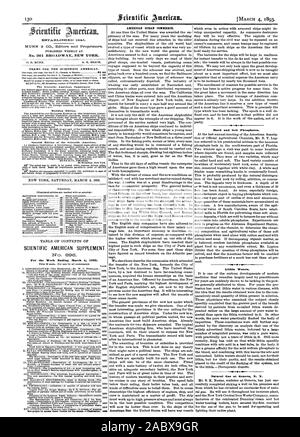 Pubblicato settimanalmente a A. E. BEACH. Termini per la Scientific American. Il Scientific American Supplement edificio Edition. Edizione spagnola del Scientific American. Contenuto. SCIENTIFIC AMERICAN supplemento n.  896 per la settimana che termina il 4 marzo 1893. AMERICAN OCEAN COMMERCE. Hard e Soft-fosfati. Lithia acque. Il gas naturale a Ginevra N. Y. 0. D. MUNN., 1893-03-04 Foto Stock