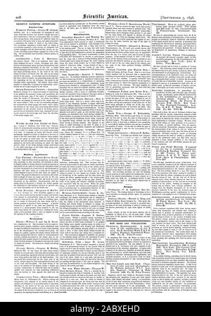 Recentemente invenzioni brevettate. Engineering. Elettrico. Allarme acqua per le cisterne o bollire apparecchiature ferroviarie. Meccanica. Varie. Nuovi libri e pubblicazioni., Scientific American, 1896-09-11 Foto Stock