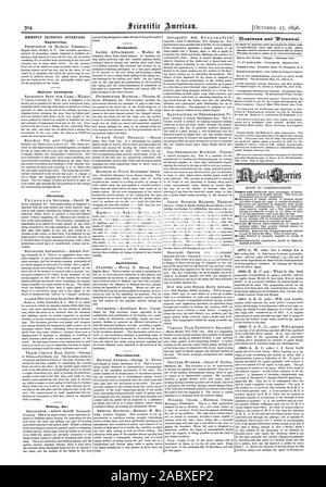 Recentemente invenzioni brevettate. Engineering. Ferrovia Strada apparecchi. Elettrico. Circuito di binario ferroviario minerario JOINTGeorge ecc. Meccanica. Agricola. Varie. 'Z3usinesss un 'WerzanaL., Scientific American, 1896-10-11 Foto Stock