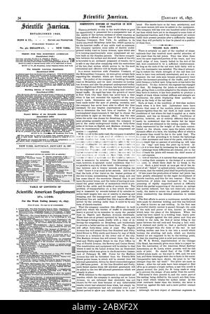 No. 361 Broadway New York. Termini per la Scientific American. (Stabilito 1845;) Il Scientific American Supplement (stabilito 1876) Edificio edizione di Scientific American. (Stabilito 1885.) Esportazione Edizione del Scientific American (stabilito 1578) tabella dei contenuti di Scientific American supplemento 1 a. 1099. Per la settimana che termina il 16 gennaio 1897. della stessa.-5 illustrazioni 17551 sistemi competitivi di trazione IN NEW YORK CITY. Rotaia saldata giunti. Stabilito 1845., 1897-01-16 Foto Stock