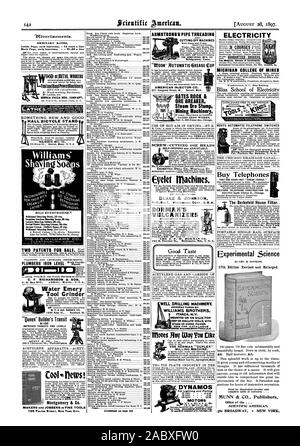 Locato a scelta del cliente e completamente garantita. Acquistare telefoni che sono buoni -- non "a buon mercato cose." WESTERN TELEFONO COSTRUZIONE CO. 260-264 South Clinton San Chicago., Scientific American, 1897-08-28 Foto Stock