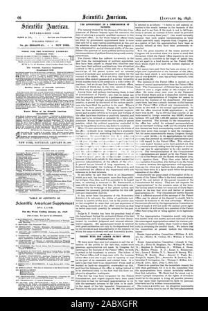 Tabella dei contenuti di Scientific American supplemento per la settimana che termina il 29 gennaio 1898. Pagina LA NOMINA DI UN COMMISSARIO DI BREVETTI. Urgente necessità di maggiore ufficio brevetti stanziamenti., 1898-01-29 Foto Stock