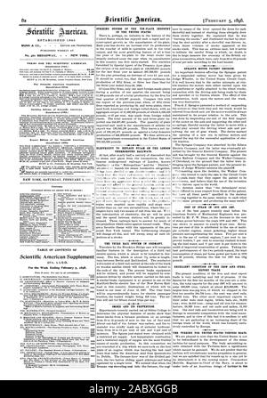 Stabilito 1 845 settimanale pubblicata al n. 361 Broadway New York. Termini per la Scientific American. (Stabilito 1845.) MUNN & CO. 361 Broadway corner Franklin Street a New York. Il Scientific American Supplement (stabilito 1876) in paesi esteri appartenenti alla Unione postale. Singole copie 10 centesimi. Venduto da tutti newsdealers in tutto il paese. Vedi Prospetto ultima pagina. Costruzione di edizione di Scientific American. (Stabilito 1585.) edifici e opera architettonica in grande varietà. Per architetti e costruttori tutti woo contemplare la costruzione di questo lavoro è inestimabile. o Mexic $2.50 un anno: Foto Stock