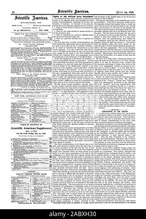 Rivestimento. Stabilito 1 845 MUNN CFA CO. Editori e proprietari. Settimanale pubblicata al n. 361 Broadway New York. TERNIS PER LA Scientific American. (Stabilito 1845.)) t;eientific American supplemento (stabilito 1876) Edificio edizione di Scientific American. (Stabilito 1885.) Esportazione Edition ot la Scikilitic americano (stabilito 1875) Contenuto. Tabella dei contenuti di Scientific American Supplement in. 77. Per la settimana che termina il 23 luglio 1898. Contenuto scientifico edificio americano EDITION. Abbonamento. $2.80 un anno di singole copie. lb mega. sommersa tubi di sparo come installato nella politica estera Foto Stock