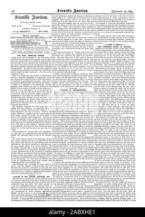 No. 361 Broadway New York. L'ideale di polvere senza fumo. Istruzione per corrispondenza. Nuovo ponte di sospensione a NIAGARA. La parte più alta è di circa 19 piedi e per 660 piedi di drappeggio, Scientific American, 1899-01-14 Foto Stock