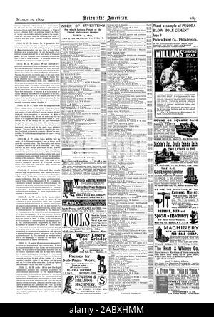 Macchinari nuovi e SECONOHAND IN VENDITA A BUON MERCATO. La Pratt & Whitney Co. MANT7VWV .5r VA 105 Fulton Street a New York. Presse per Sub=Premere il lavoro. BLAKE & JOHNSON & di punzonatura macchine di taglio. Acqua strumento smeriglio Grinder 1999 Ruby San Rockford Illinois, Scientific American, 1899-03-25 Foto Stock