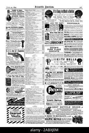 Libertà campane la Liberty Bell C precedentemente la campana di Bristol Co. BLISS SCUOLA ELETTRICA 'American-Hunnings' telefoni. Acquistare telefoni che sono buoni e non "a buon mercato cose." WESTERN TELEFONO COSTRUZIONE CO. 250-254 South Clinton Chicago st. & Arc Ca's Eammulls: UN ASSOLUTAMENTE SICURO BRACCIO. HARRINGTON & RICHARDSON ARMS CO. WORCESTER MASS. Stati Uniti A. des9.1 Telefono. N. Freeland 626996 FARE IL VOSTRO PROPRIO GHIACCIO. d xed due mi DIXON DI PURA grafite lamellare le catene per bicicletta Grand clearing vendita Bleyeles 8000. Brown.Lewls Co. Dept. F. F. Chicag morire. Novità & articoli brevettato C la progettazione e lo sviluppo. Per tutti Foto Stock