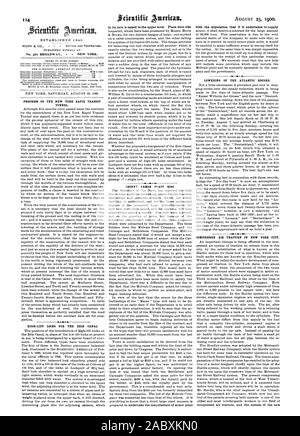 Stabilito 1845 PROGRESSI DELLA NEW YORK Rapid Transit tunnel. RECERT CORAZZATURA OFFERTE. Abbassamento del record atlantico. Aria compressa la trazione IN NEW YORK CITY., Scientific American, 1900-08-25 Foto Stock