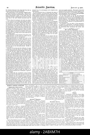 L'attuale supplemento. Recentemente invenzioni brevettate. Miglioramenti di ingegneria. Apparecchio elettrico. Dispositivi meccanici., Scientific American, 1901-01-05 Foto Stock