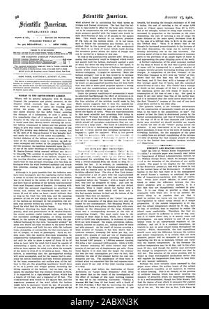 Stabilito 1 845 settimanale pubblicata al n. 361 Broadway New York. Disavventura per il Santos-DUMONT dirigibile. Grandi Navi e profonde vie navigabili. Umidità e sistemi di riscaldamento., Scientific American, 1901-08-17 Foto Stock