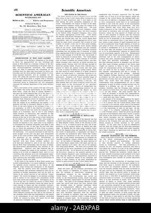 SCIENTIFIC AMERICAN STABILITO 1845 pubblicato settimanalmente alla ricostruzione di West Point Academy. Le flotte del mondo. Il costo delle munizioni a Manila e Santiago. Relazione della Commissione prussiano sui treni Americani. Telegrafia senza fili e il promotore., 1902-04-26 Foto Stock