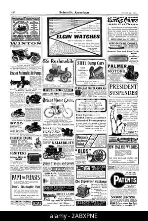 Scientific American ELGIN NATIONAL Elgin Illinois. Si pagherà a conoscerci. Ingranaggio di BUFFALO & modello funziona Buffal N. Y. industriale agenti stock voleva il WESTERN SECURITIES CO. Kodak corrispondenza Scuola di fotografia Patton al sole della vernice a prova di "motori a benzina di semplicità e di economia - Olds motore lavora Delt3r2WAeffoh. Regina transiti e livelli' sommatore. I% Barclay St NEW YORK 38 Bromfield San BOSTON 8 17 Wyandotte St KANSAS CITY MO. == 209 Nord 9 San ST. LOUIS MO. 536 California St SAN FRANCISCO. CAL. STEAliii0TVLOSIONS HO INT 'I' 4Z) NT I Winton Carrello Motore Co. Cleveland O. U.S.A. 59 Foto Stock