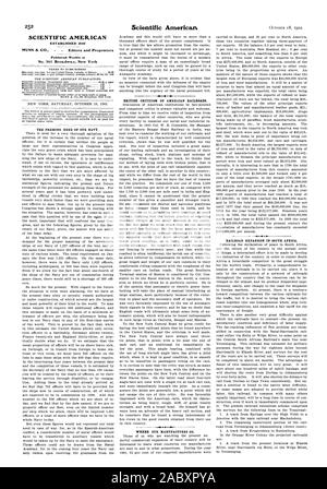 SCIENTIFIC AMERICAN STABILITO 1845 pubblicato settimanalmente presso British critica dei treni Americani. Dove il nostro produce andare. Espansione della ferrovia IN SUD AFRICA., 1902-10-18 Foto Stock