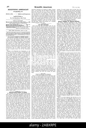 SCIENTIFIC AMERICAN STABILITO 1845 pubblicato settimanalmente all'elemento artistico nel progetto di ponte. AMERICAN Rapid Transit a Londra. Il nuovo CUNARDERS. BRITISH operai sul industria americana., 1903-05-23 Foto Stock