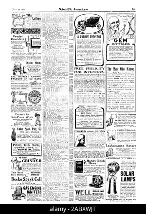 Il ST. LOUIS fiera. Smerigliatrice batteria a secco della scintilla di accensione 15 TIM Beek° cella di scintilla 4 cellule $1,25 J. H. BUNNELL & CO. Star athes MOTORE A GAS ACCENDITORI UN Rambler riflesso perfetto:gm il letto ideale per Home Camp Ospedale Yacht meccanica del tessuto CO. 1305 1422 1400 1447 1370 1372. Un libro pratico per avere l'elettrica Ethridge Mfg. Co w.f.-Street EL macchine foratrici BERKEFELD FILTRO, Scientific American, 1904-07-23 Foto Stock