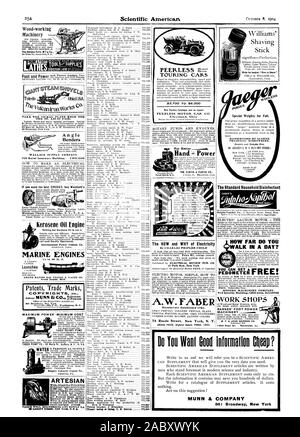 Macchine per lavorazione legno Seneca Falls M'f'g CO. Bender Niagara motore idraulico Co. WALLACE SUPPLY COMPANY se si desidera che il miglior mandrini. Acquistare Westcott Cherosene del motore ad olio nulla ma Kerosene per eseguirlo cal e facilmente azionabile. Potenza internazionale Vehicle Co. I MOTORI MARINI lancia Brevetti Marchi MN Broadway. New York. TABER POMPA ROTATIVA ' POMPA TABER CO. 32 pozzi San Buffalo. N.Y U. S A. piede artesiano e potere scrivere per booklet 'Come per la rasatura' GLASTONBURY CONN. Per la curtis 8 CURTIS CO. Mano o Power Pesi speciali Per l'autunno. La casa Standard di disinfettante .W. FABER Foto Stock